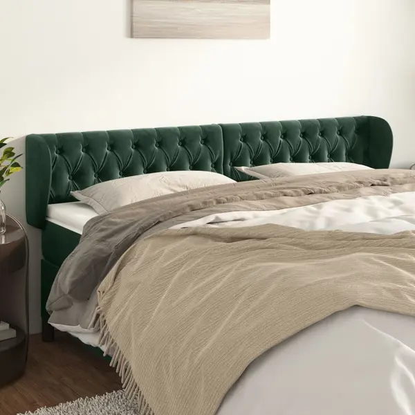 Gossi tablie de pat cu aripioare verde inchis 203x23x78/88 cm catifea