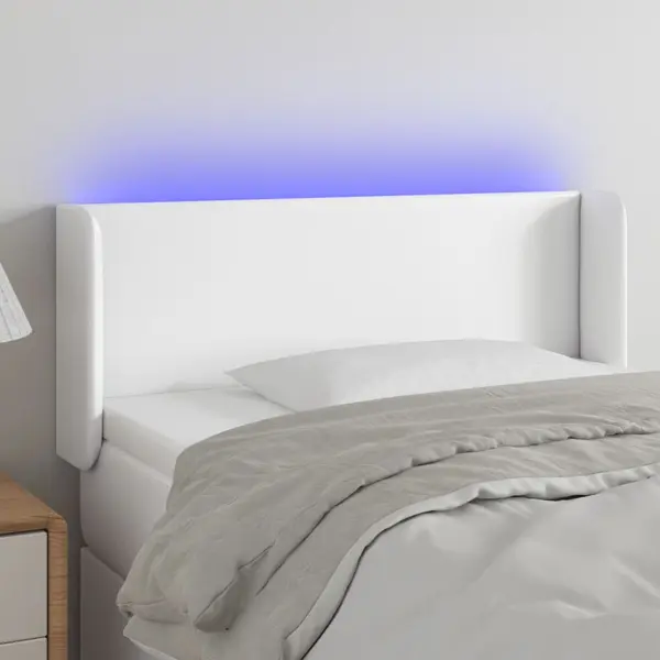 Gossi tablie de pat cu led, alb, 103x16x78/88 cm, piele ecologica