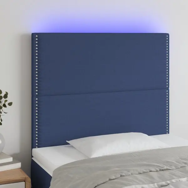 Gossi tablie de pat cu led, albastru, 100x5x118/128 cm, textil