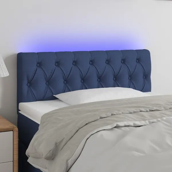Gossi tablie de pat cu led, albastru, 100x7x78/88 cm, textil