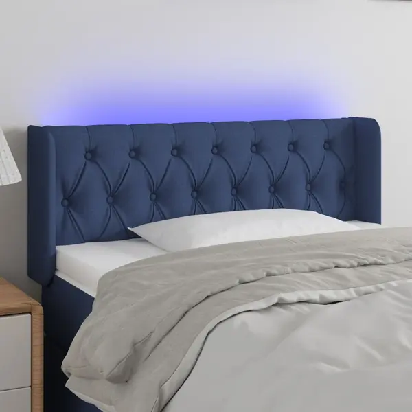 Gossi tablie de pat cu led, albastru, 103x16x78/88 cm, textil