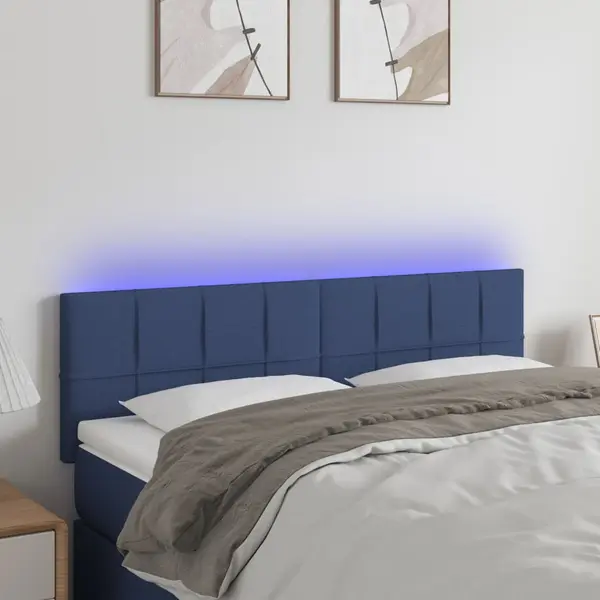 Gossi tablie de pat cu led, albastru, 144x5x78/88 cm, textil