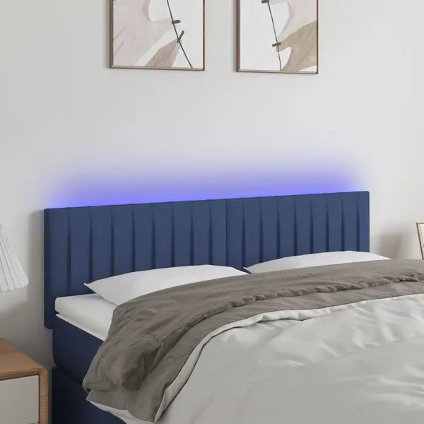 Gossi tablie de pat cu led, albastru, 144x5x78/88 cm, textil