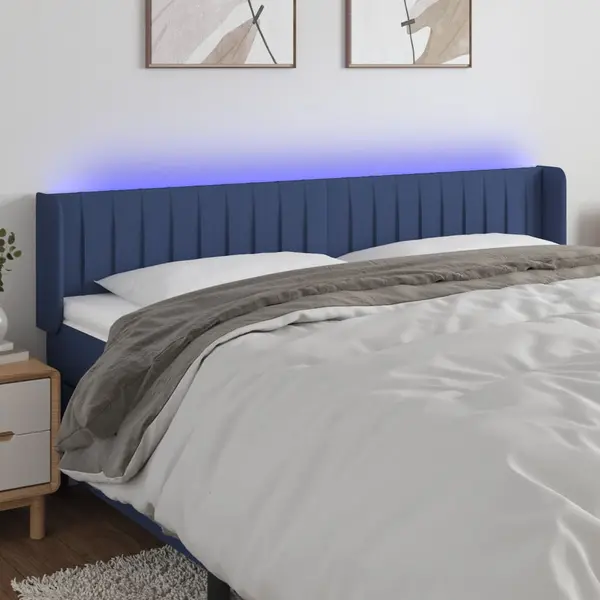 Gossi tablie de pat cu led, albastru, 183x16x78/88 cm, textil