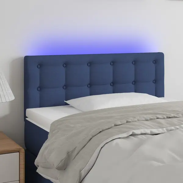 Gossi tablie de pat cu led, albastru, 80x5x78/88 cm, textil