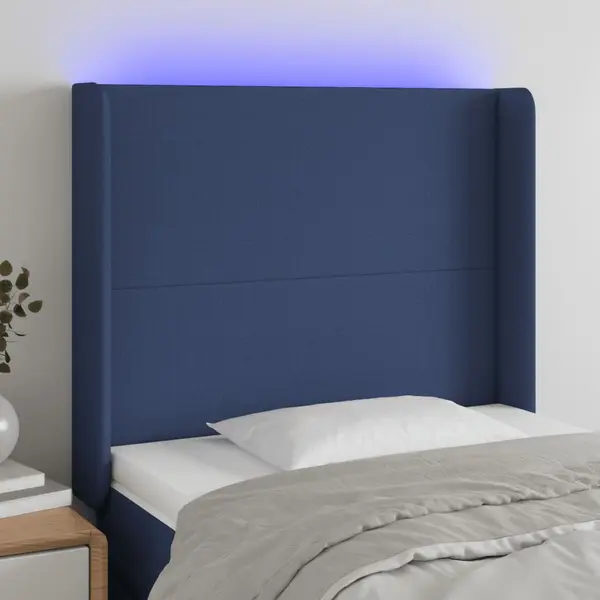 Gossi tablie de pat cu led, albastru, 83x16x118/128 cm, textil