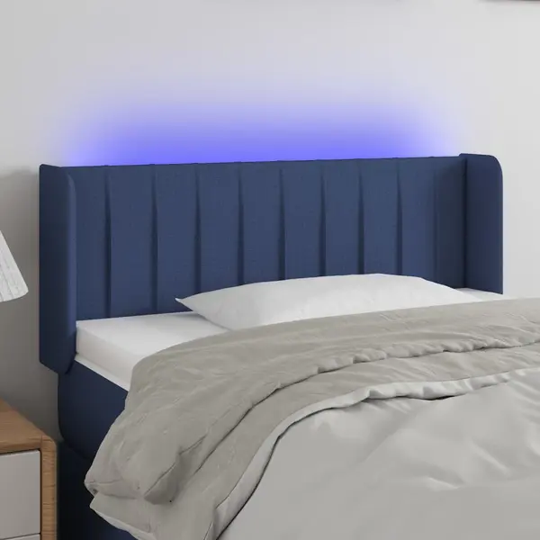 Gossi tablie de pat cu led, albastru, 83x16x78/88 cm, textil