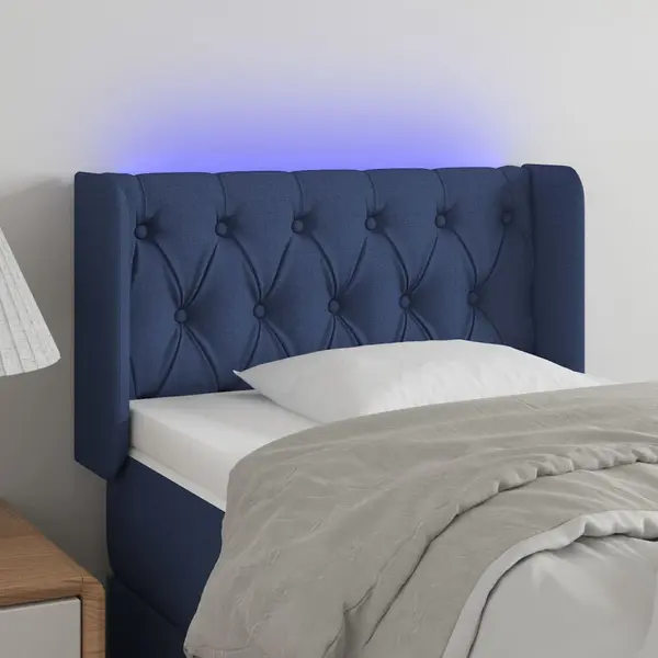 Gossi tablie de pat cu led, albastru, 83x16x78/88 cm, textil