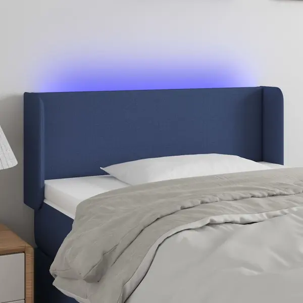 Gossi tablie de pat cu led, albastru, 83x16x78/88 cm, textil
