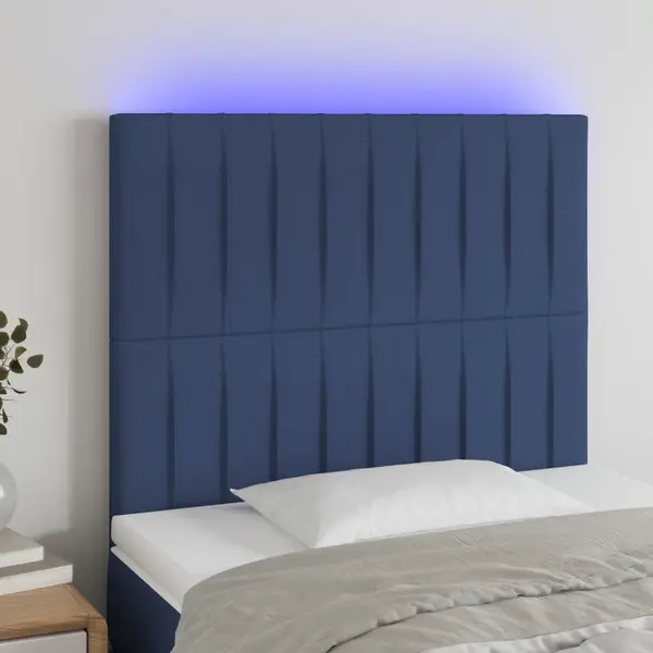 Gossi tablie de pat cu led, albastru, 90x5x118/128 cm, textil
