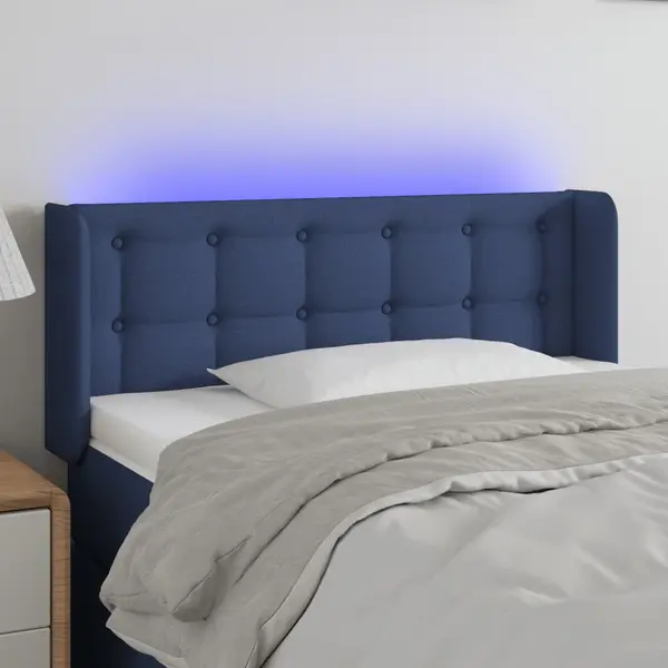 Gossi tablie de pat cu led, albastru, 93x16x78/88 cm, textil