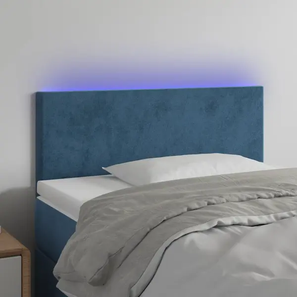 Gossi tablie de pat cu led, albastru inchis, 100x5x78/88 cm, catifea