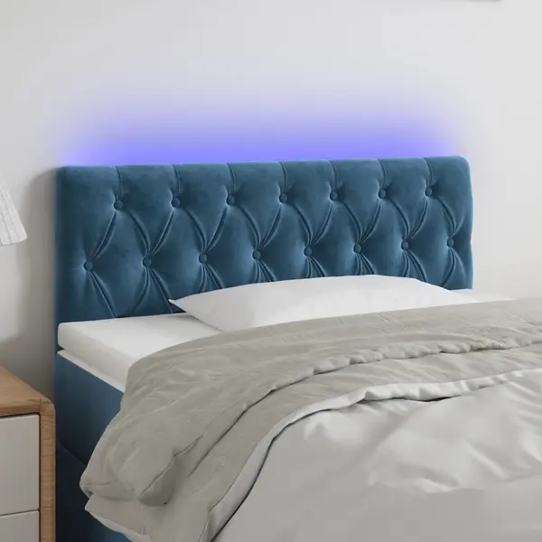 Gossi tablie de pat cu led, albastru inchis, 100x7x78/88 cm, catifea