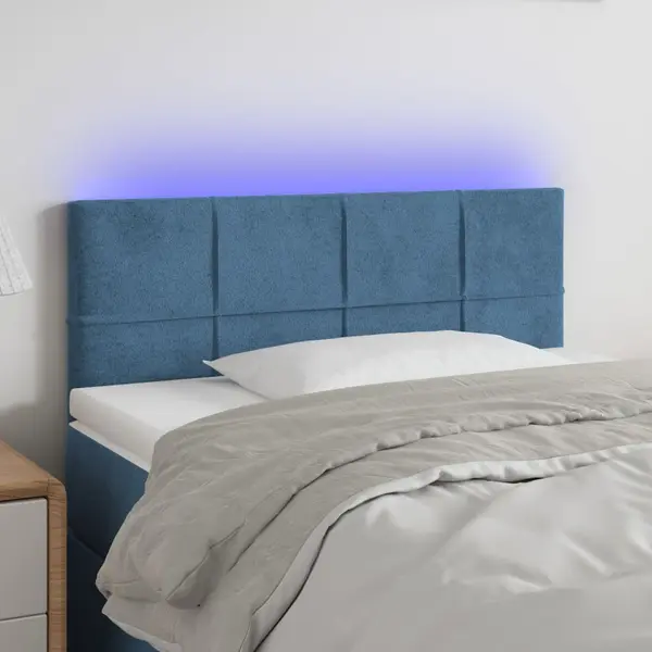 Gossi tablie de pat cu led, albastru inchis, 90x5x78/88 cm, catifea