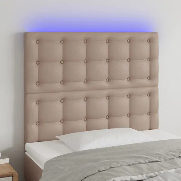 Gossi tablie de pat cu led, cappuccino, 100x5x118/128 cm, piele eco