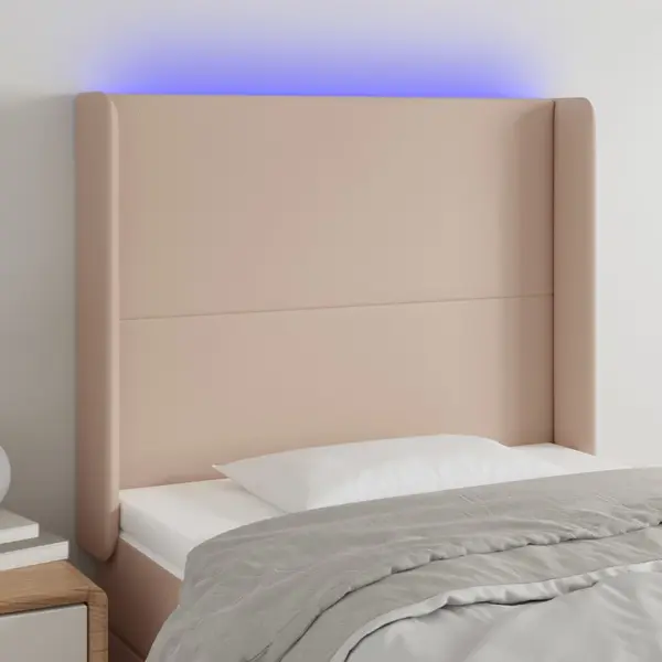 Gossi tablie de pat cu led, cappuccino, 103x16x118/128 cm, piele eco