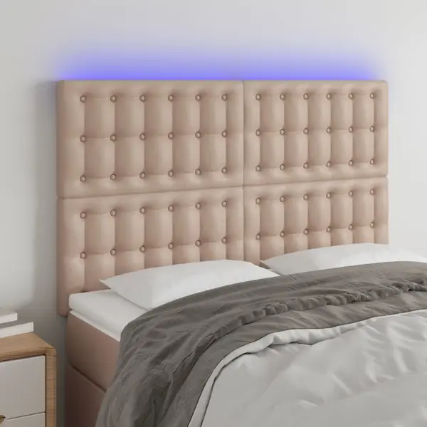 Gossi tablie de pat cu led, cappuccino, 144x5x118/128 cm, piele eco
