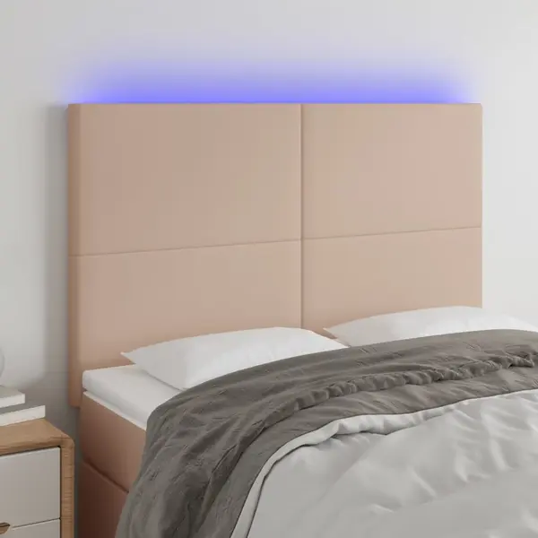 Gossi tablie de pat cu led, cappuccino, 144x5x118/128 cm, piele eco