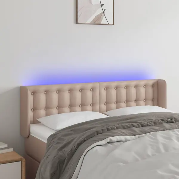 Gossi tablie de pat cu led cappuccino 147x16x78/88 cm piele ecologica
