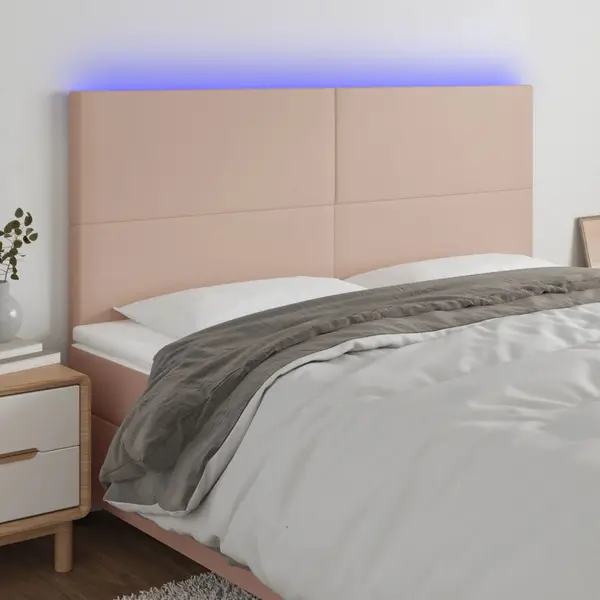 Gossi tablie de pat cu led, cappuccino, 180x5x118/128 cm, piele eco