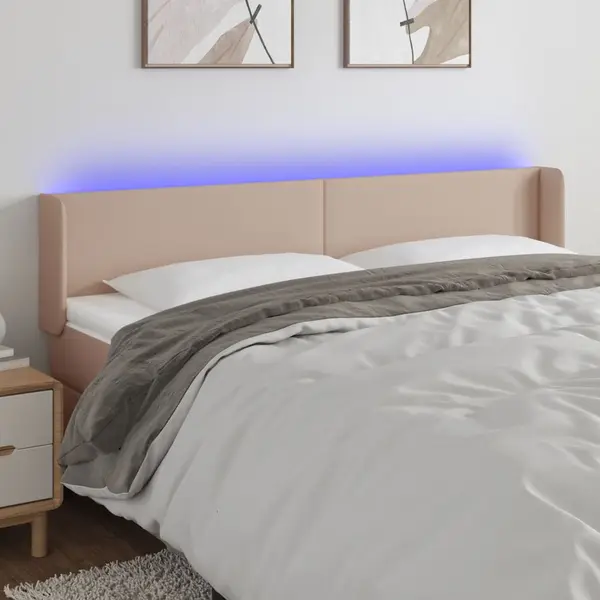 Gossi tablie de pat cu led cappuccino 183x16x78/88 cm piele ecologica