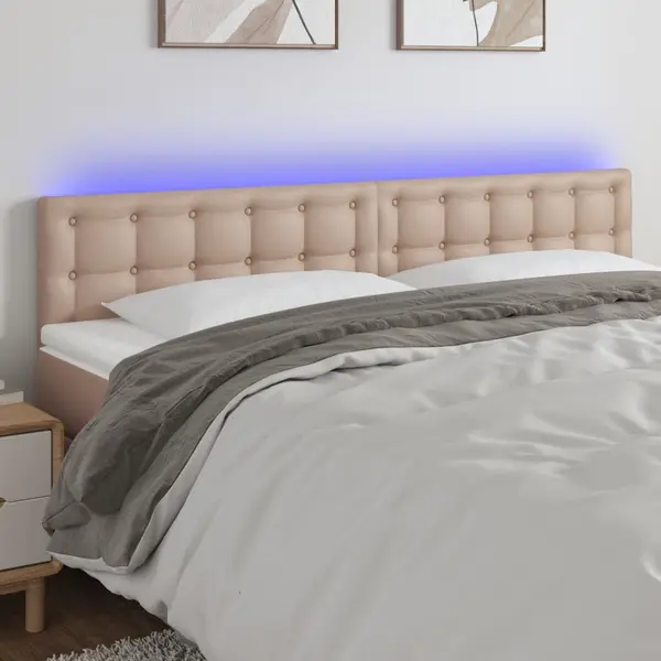 Gossi tablie de pat cu led cappuccino 200x5x78/88 cm piele ecologica