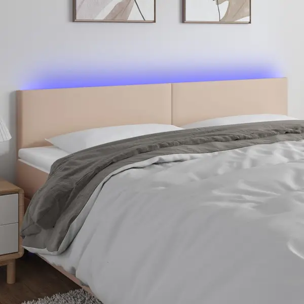 Gossi tablie de pat cu led cappuccino 200x5x78/88 cm piele ecologica