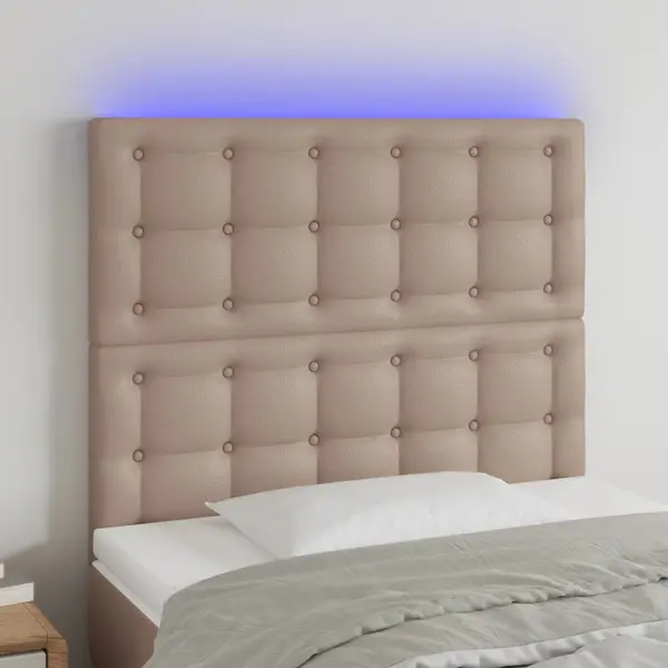 Gossi tablie de pat cu led cappuccino 80x5x118/128cm, piele ecologica