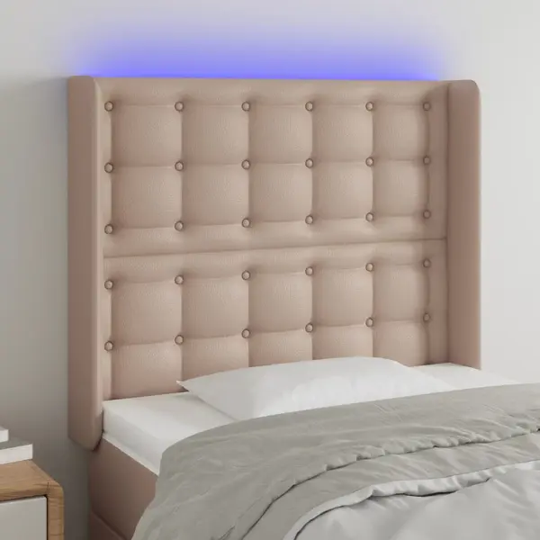Gossi tablie de pat cu led cappuccino 83x16x118/128cm piele ecologica