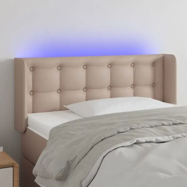 Gossi tablie de pat cu led, cappuccino, 93x16x78/88cm piele ecologica