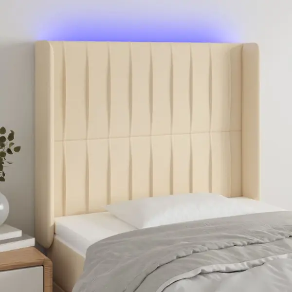 Gossi tablie de pat cu led, crem, 103x16x118/128 cm, textil