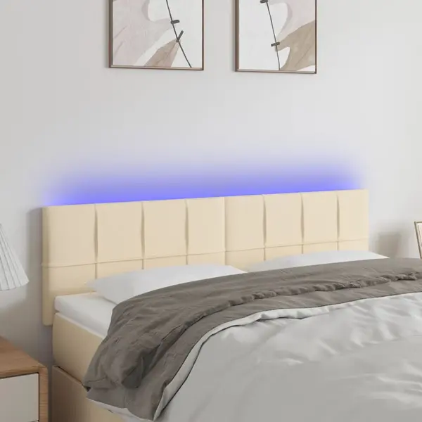 Gossi tablie de pat cu led, crem, 144x5x78/88 cm, textil