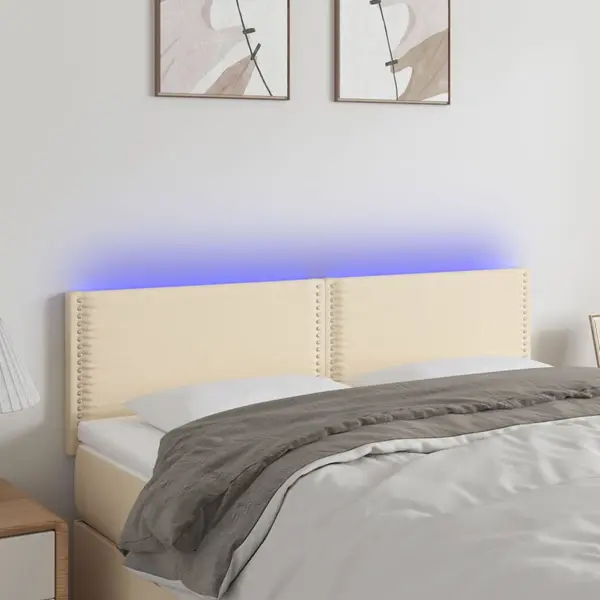Gossi tablie de pat cu led, crem, 144x5x78/88 cm, textil