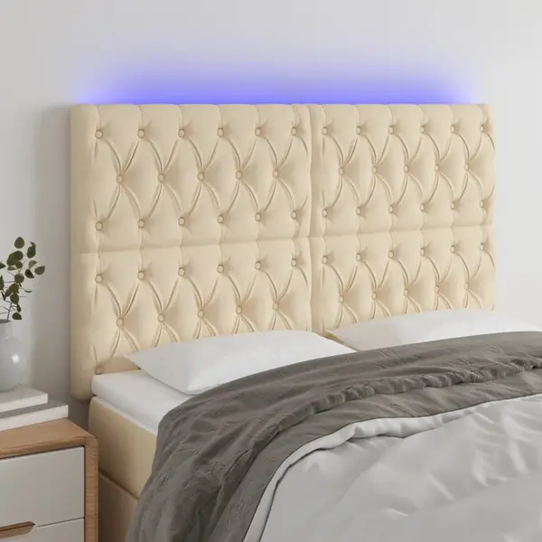 Gossi tablie de pat cu led, crem, 144x7x118/128 cm, textil