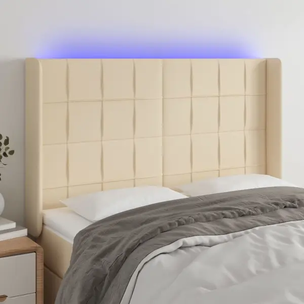 Gossi tablie de pat cu led, crem, 147x16x118/128 cm, textil