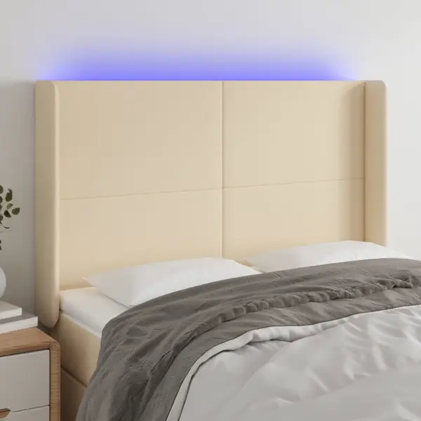 Gossi tablie de pat cu led, crem, 147x16x118/128 cm, textil