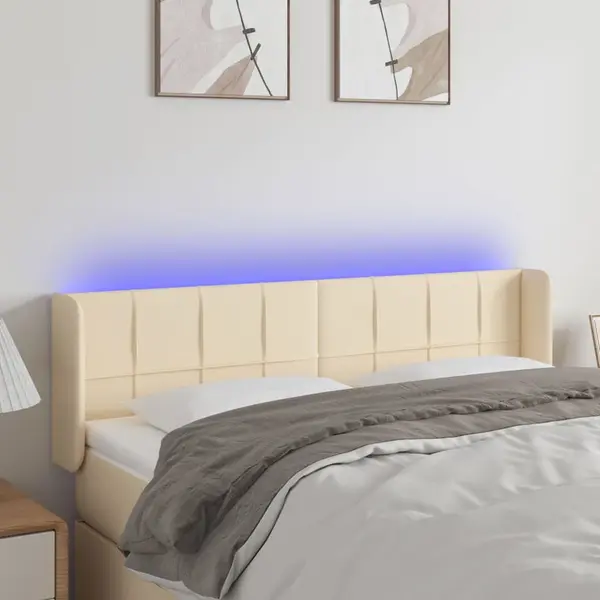 Gossi tablie de pat cu led, crem, 147x16x78/88 cm material textil