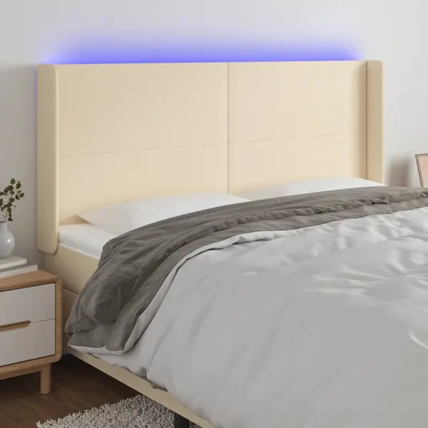 Gossi tablie de pat cu led, crem, 163x16x118/128 cm, textil