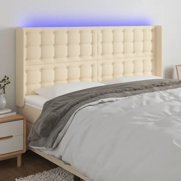 Gossi tablie de pat cu led, crem, 183x16x118/128 cm, textil