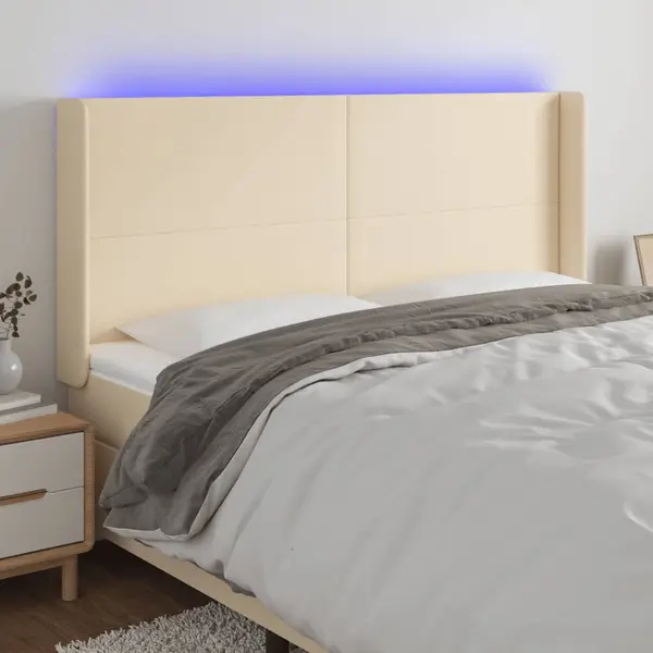 Gossi tablie de pat cu led, crem, 183x16x118/128 cm, textil