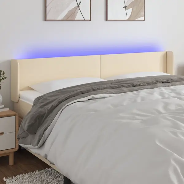 Gossi tablie de pat cu led, crem, 183x16x78/88 cm, textil