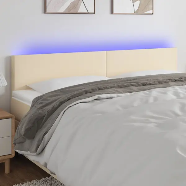 Gossi tablie de pat cu led, crem, 200x5x78/88 cm, textil
