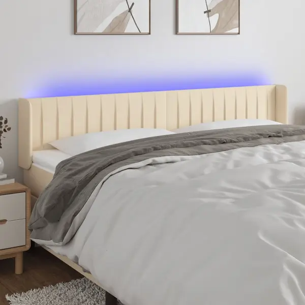 Gossi tablie de pat cu led, crem, 203x16x78/88 cm, textil