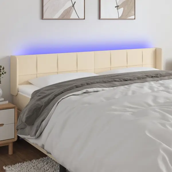 Gossi tablie de pat cu led, crem, 203x16x78/88 cm, textil