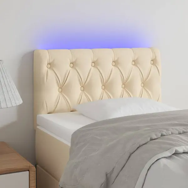 Gossi tablie de pat cu led, crem, 80x7x78/88 cm, textil