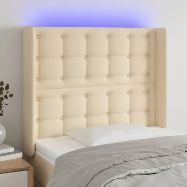 Gossi tablie de pat cu led, crem, 93x16x118/128 cm, textil