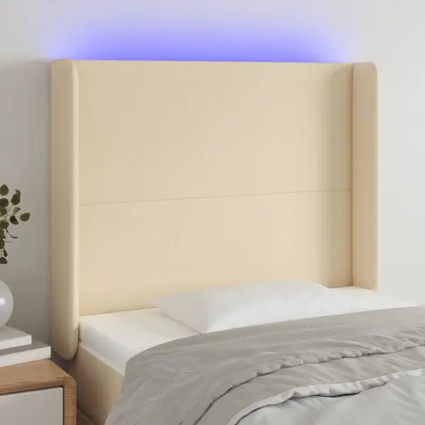 Gossi tablie de pat cu led, crem, 93x16x118/128 cm, textil