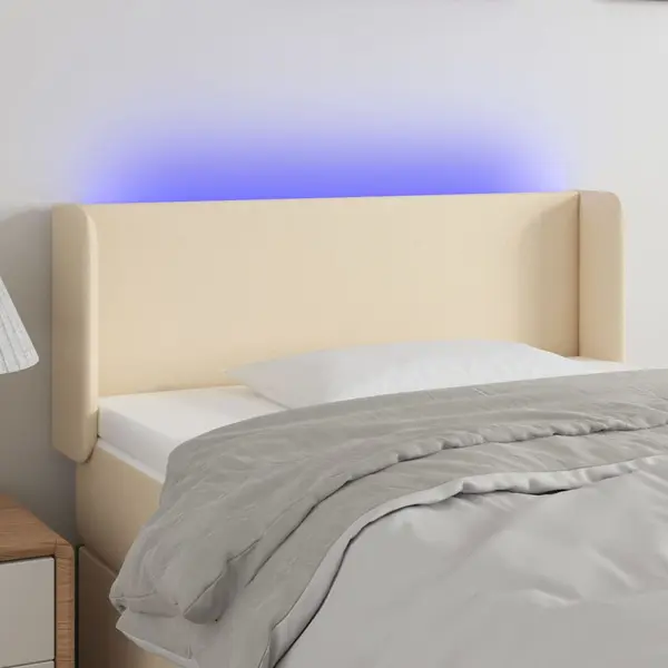 Gossi tablie de pat cu led, crem, 93x16x78/88 cm, textil