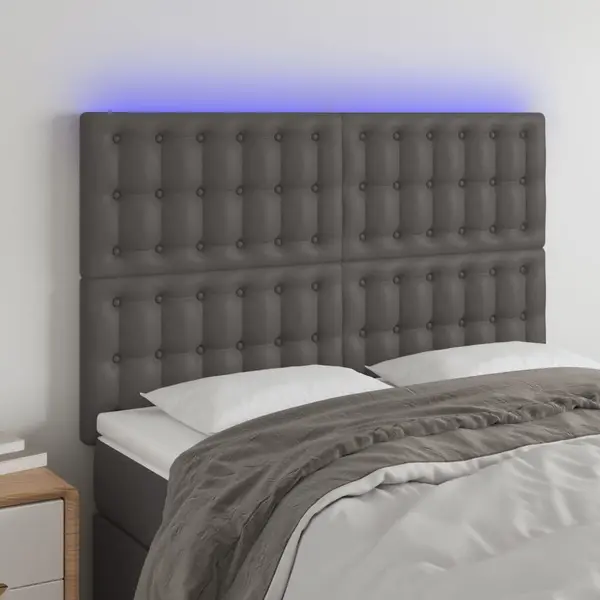 Gossi tablie de pat cu led, gri, 144x5x118/128 cm, textil