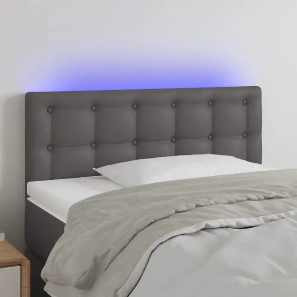 Gossi tablie de pat cu led, gri, 80x5x78/88 cm, piele ecologica